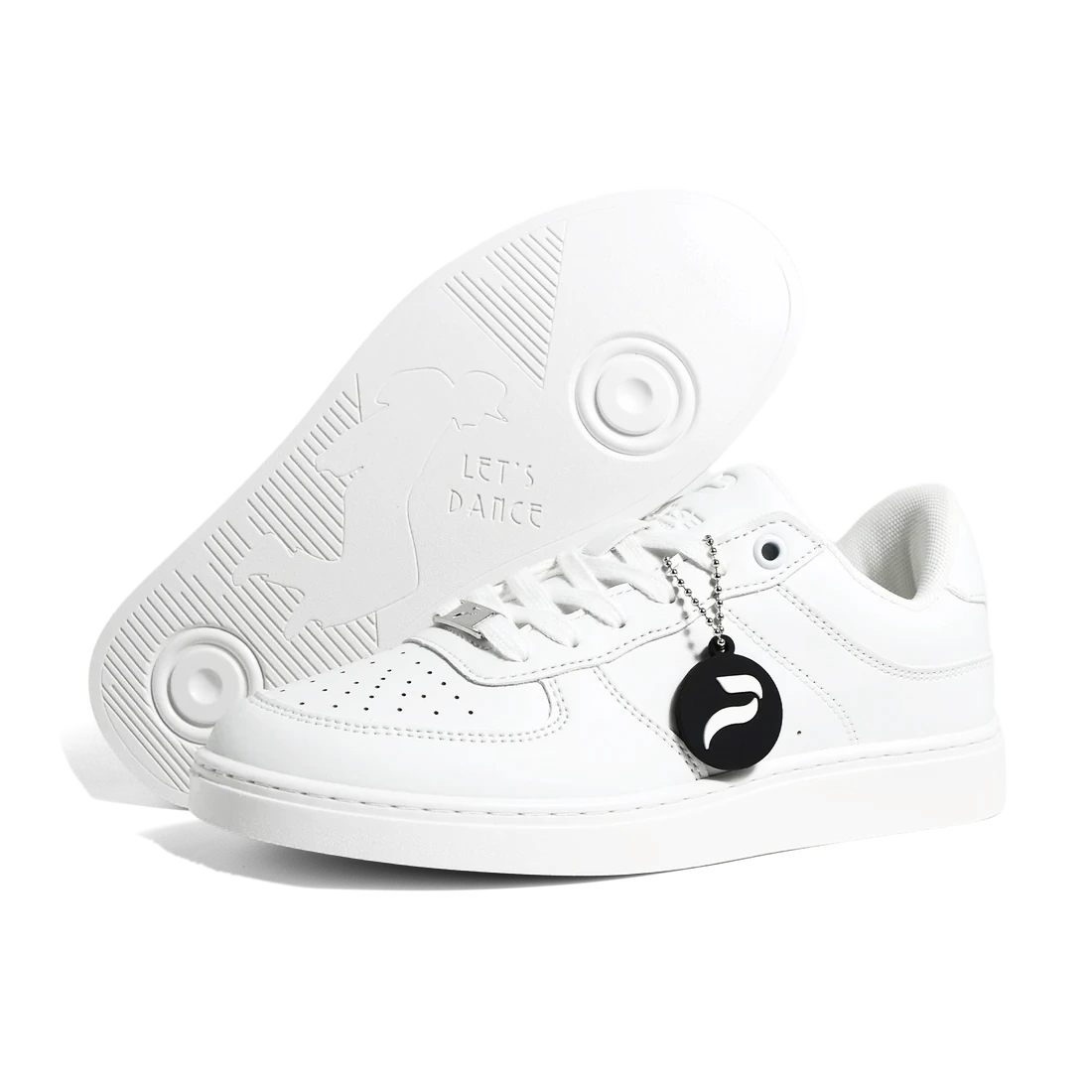 Flow White dance sneaker, front three-quarter