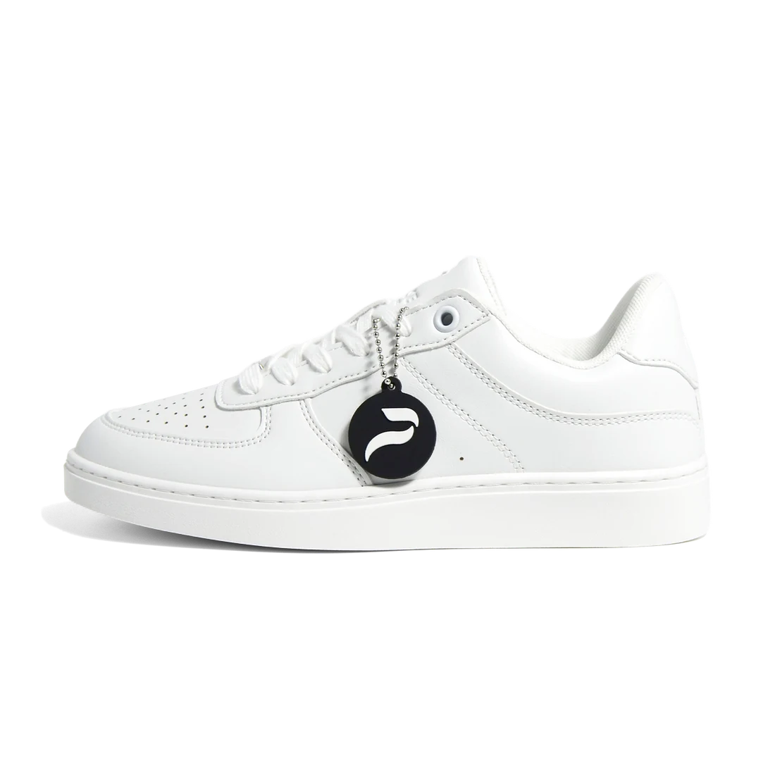 Flow White dance sneaker, single front three-quarter