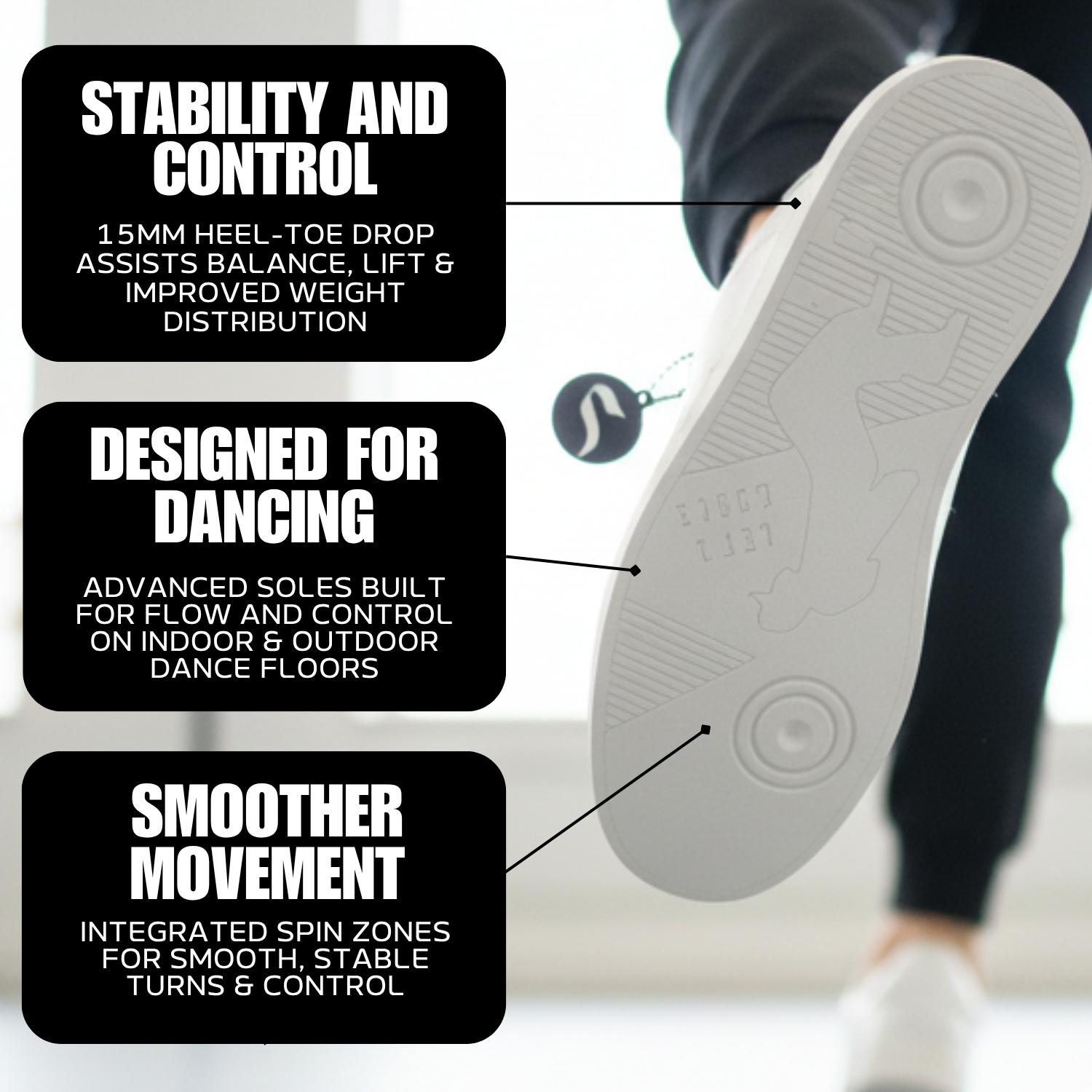 [BIANCO] Unisex Low-Top-Tanzsneaker, weiß