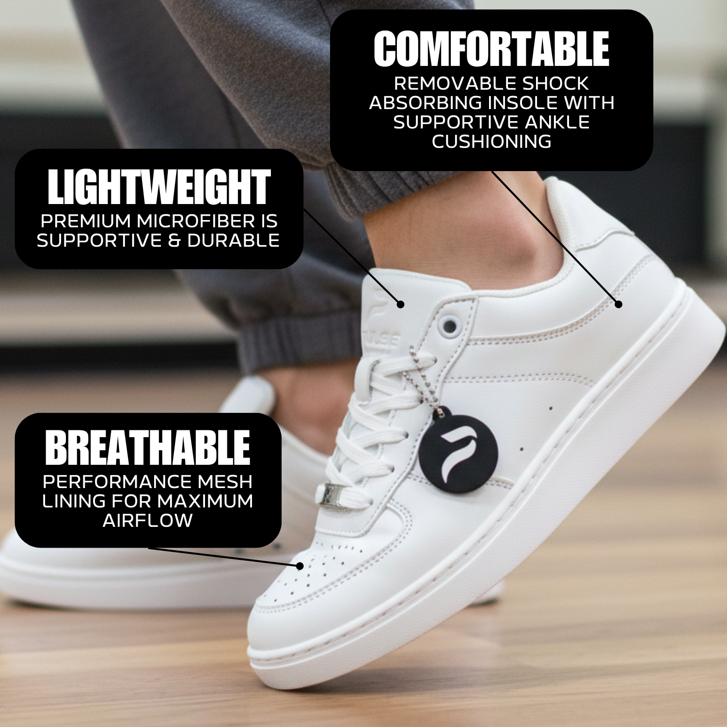 [FLOW WHITE] Unisex-Tanzsneaker, weiß, niedrig geschnitten