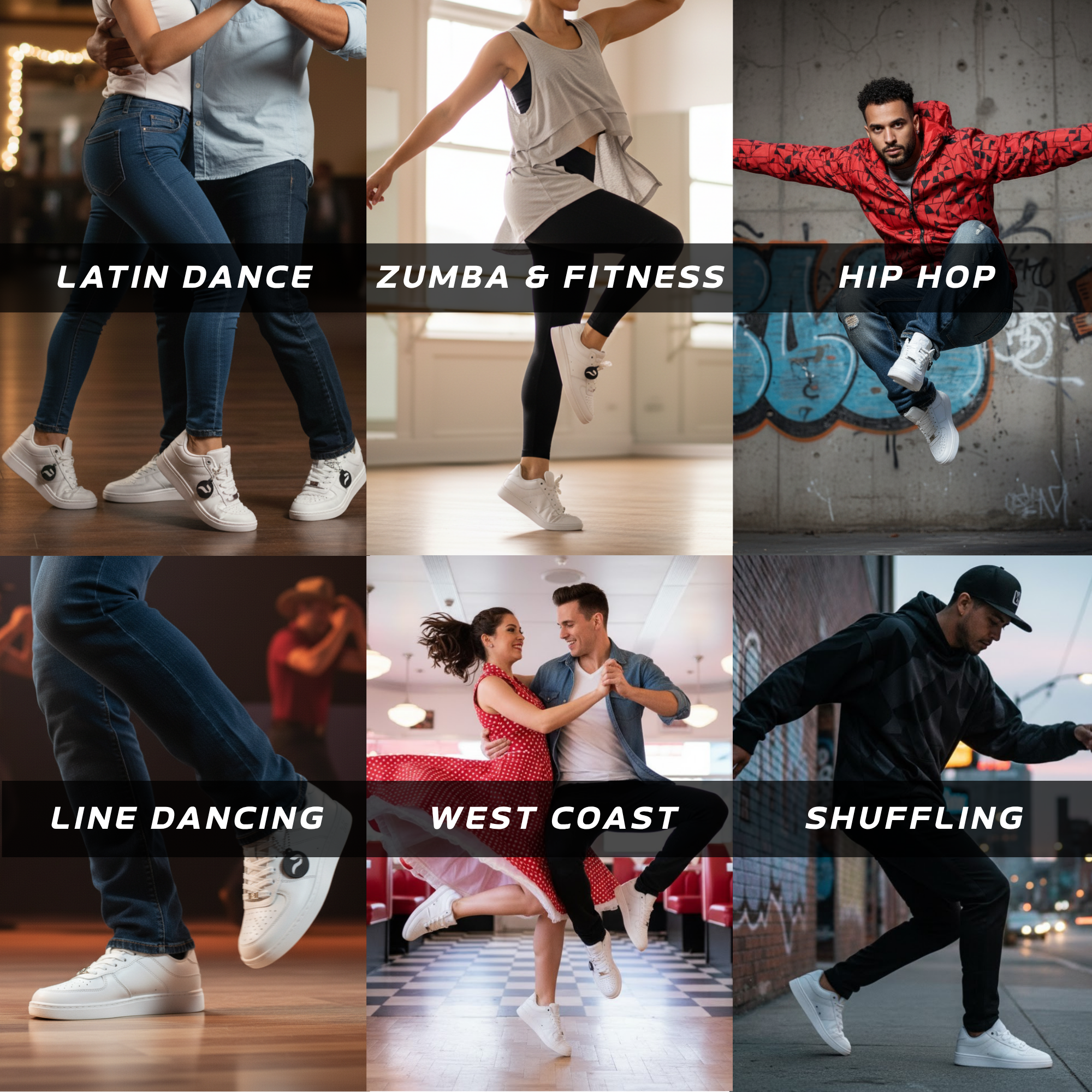 [FLOW WHITE] Unisex-Tanzsneaker, weiß, niedrig geschnitten