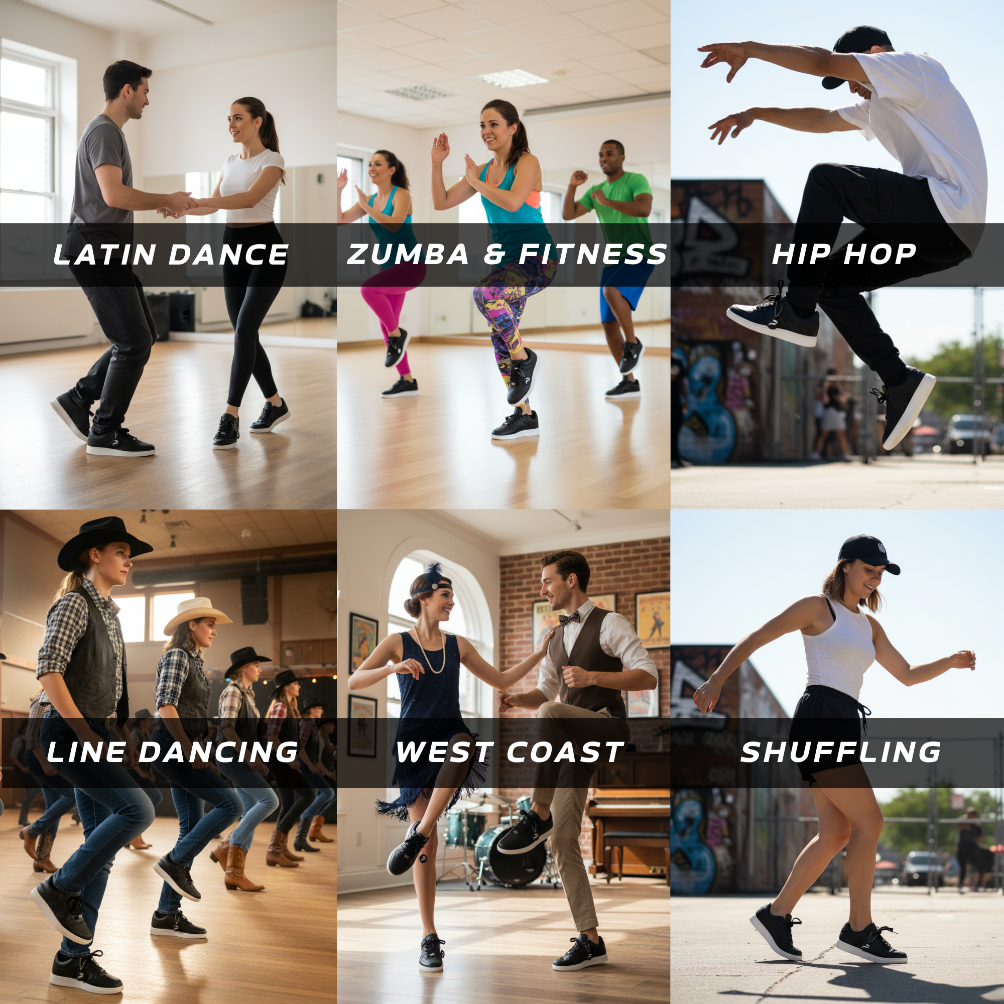 [FLOW BLACK] Unisex Low-Top Tanzsneaker in Schwarz und Weiß