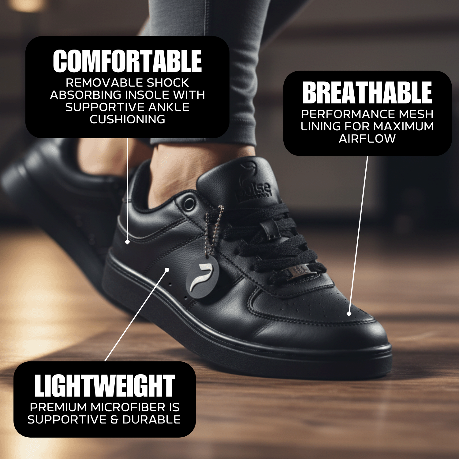 [FLOW ONYX] Unisex Low-Top-Tanzsneaker, schwarz